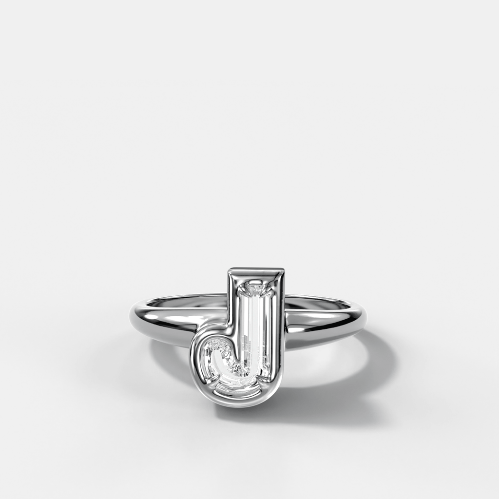 Club Diamond Initial Ring - Letter J