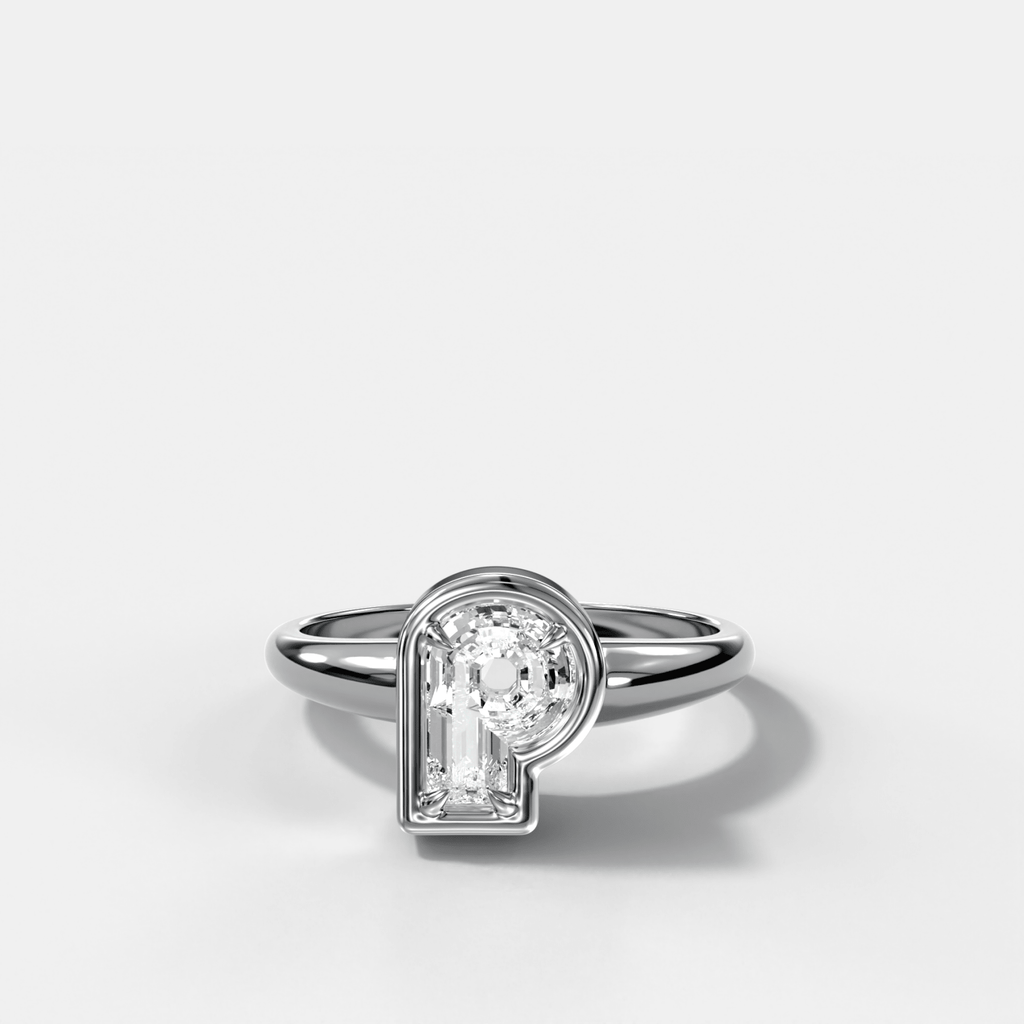 Club Diamond Initial Ring - Letter P