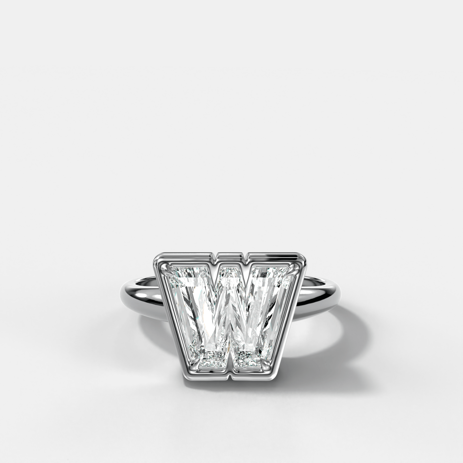 Club Diamond Initial Ring - Letter W