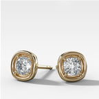 Club Diamond Stud Earring with Cushion Cuts