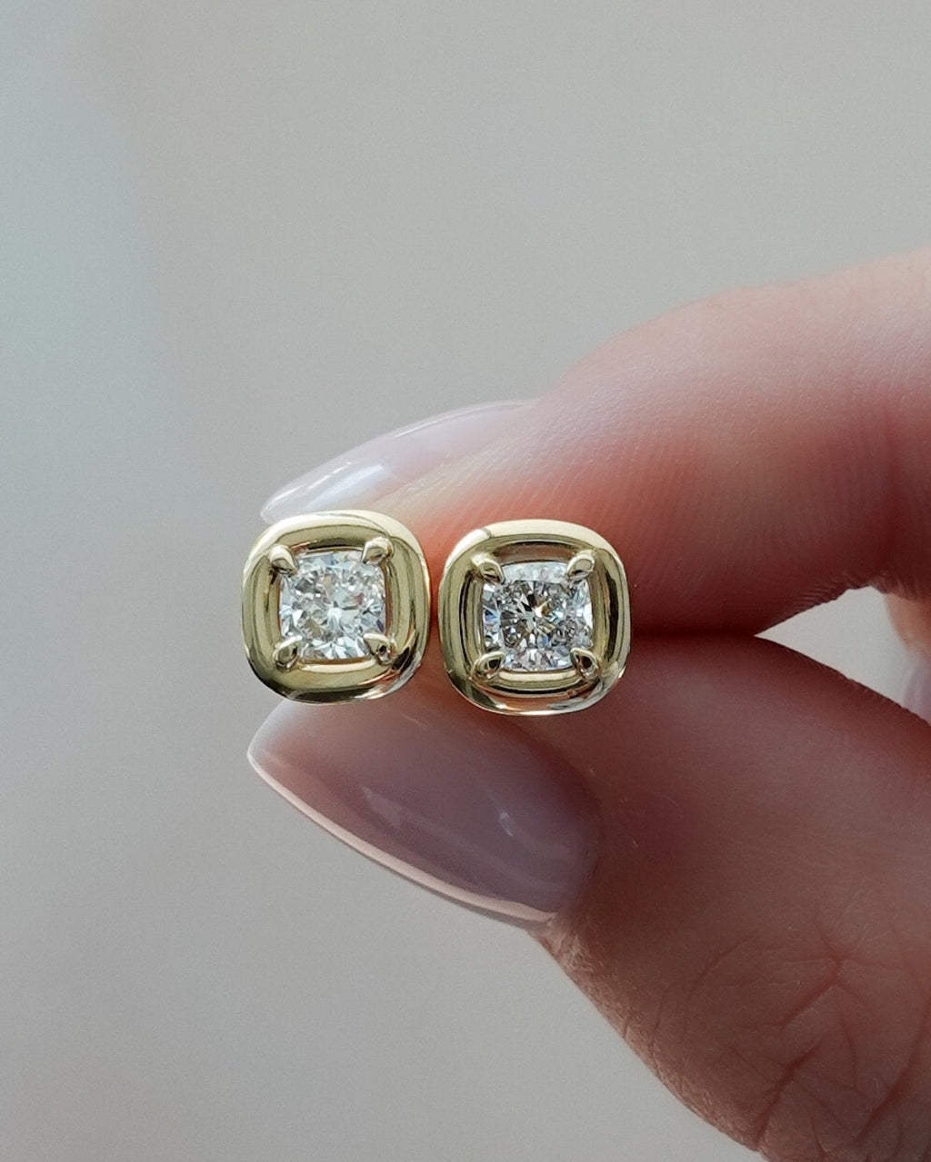 Club Diamond Stud Earring with Cushion Cuts