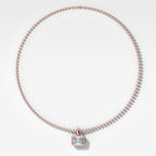 Club East West Elongated Radiant Attachable Diamond Pendant With Beaded Chain (3mm)