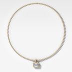 Club East West Elongated Radiant Attachable Diamond Pendant With Beaded Chain (3mm)