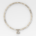 Club East West Elongated Radiant Attachable Diamond Pendant With Paperclip Chain (6.2mm)