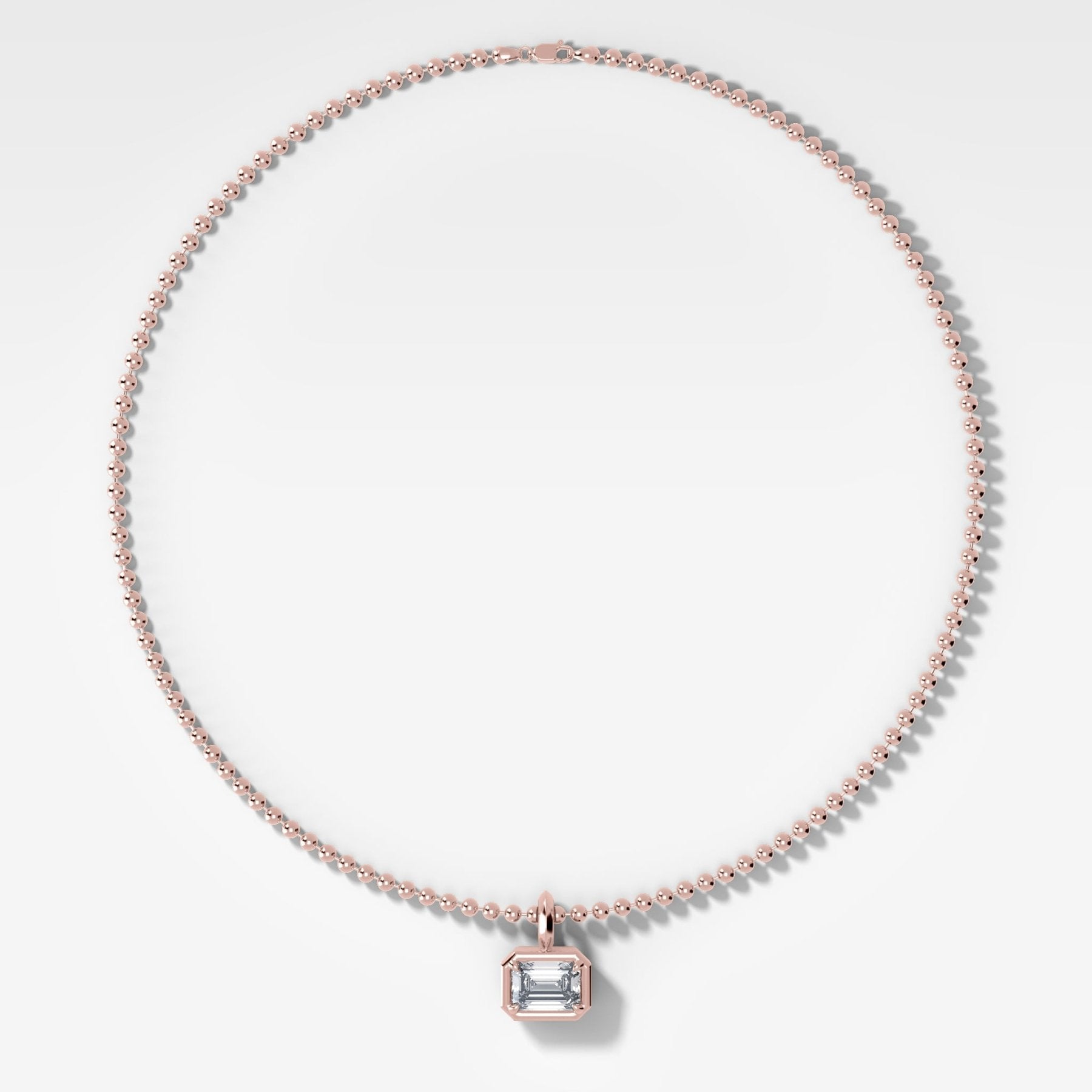 Club East West Emerald Attachable Diamond Pendant With Beaded Chain (3mm)