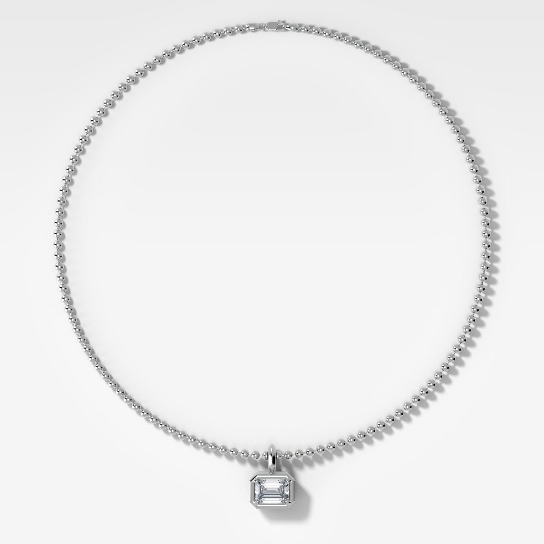 Club East West Emerald Attachable Diamond Pendant With Beaded Chain (3mm)