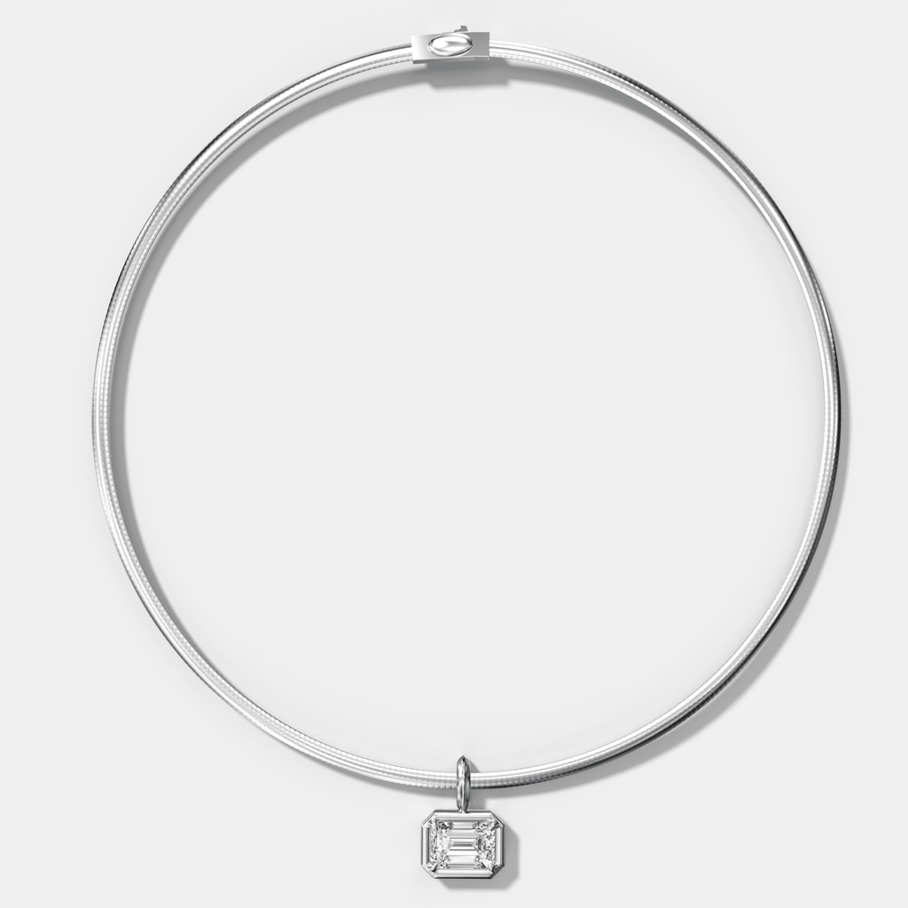 Club East West Emerald Attachable Diamond Pendant With Reversible Omega Chain (3mm)