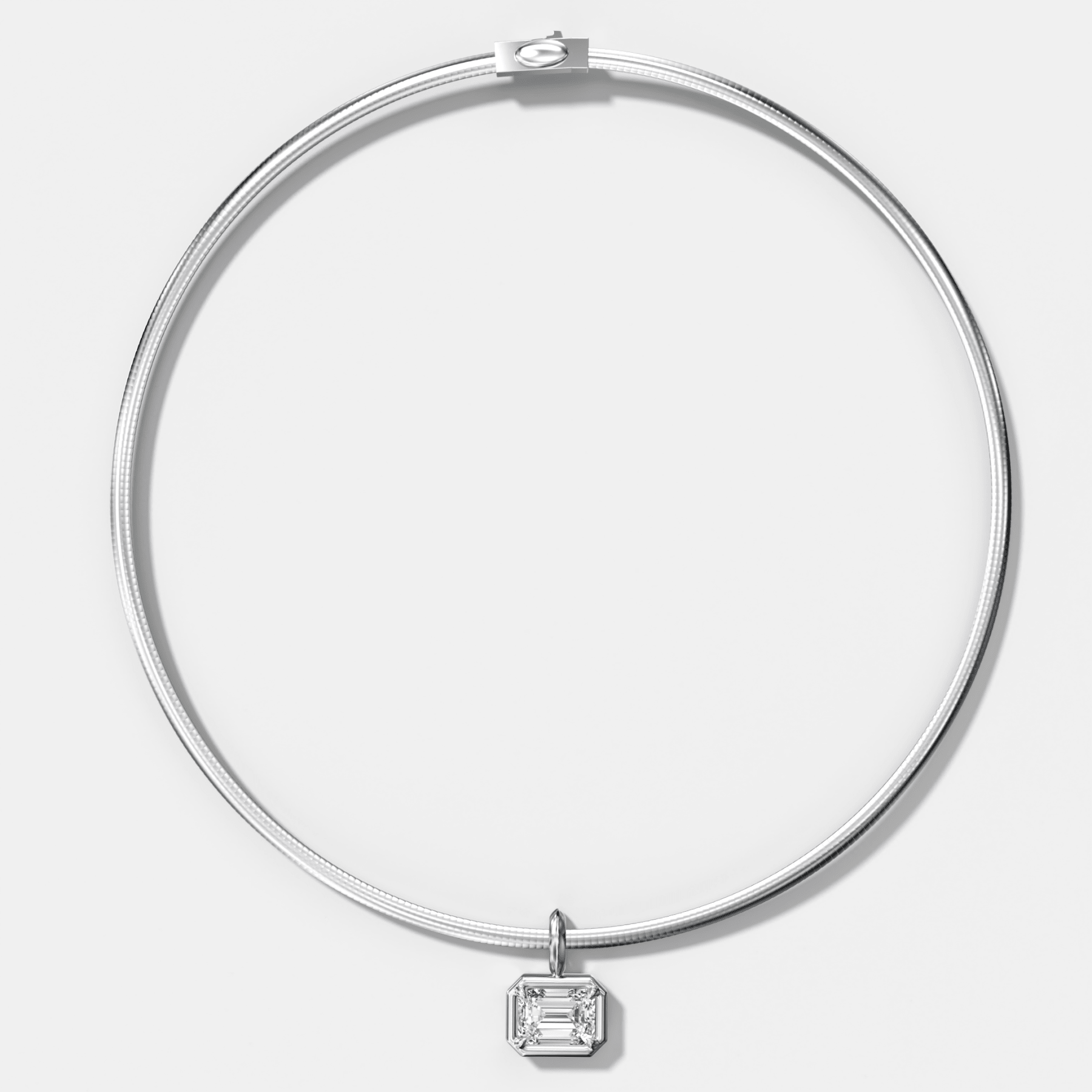 Club East West Emerald Attachable Diamond Pendant With Reversible Omega Chain (3mm)