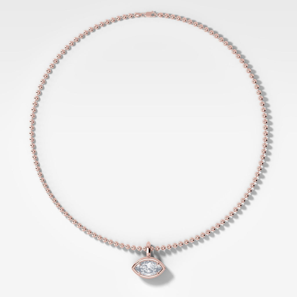 Club East West Marquise Attachable Diamond Pendant With Beaded Chain (3mm)