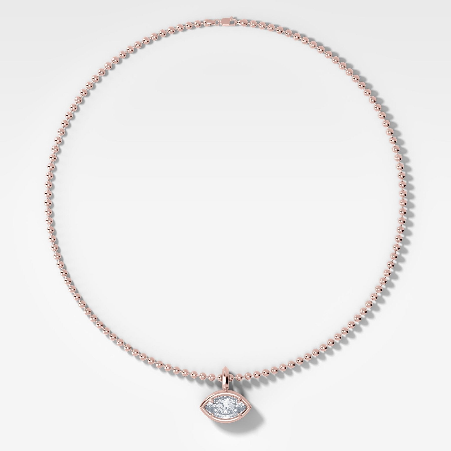 Club East West Marquise Attachable Diamond Pendant With Beaded Chain (3mm)