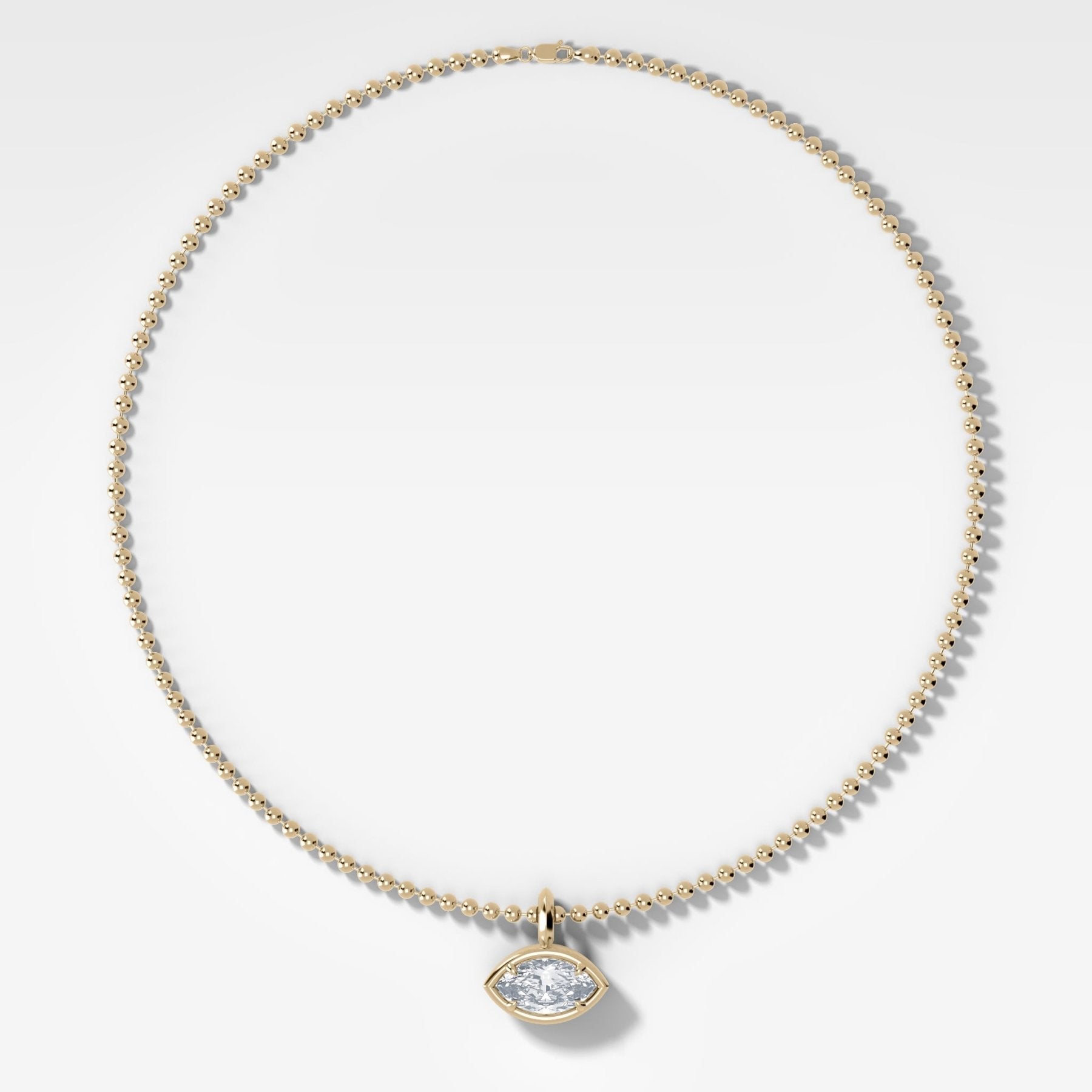 Club East West Marquise Attachable Diamond Pendant With Beaded Chain (3mm)