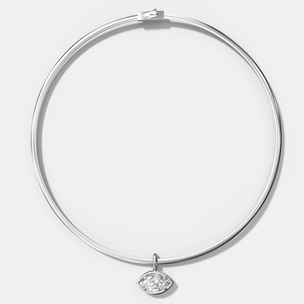 Club East West Marquise Attachable Diamond Pendant With Reversible Omega Chain (3mm)