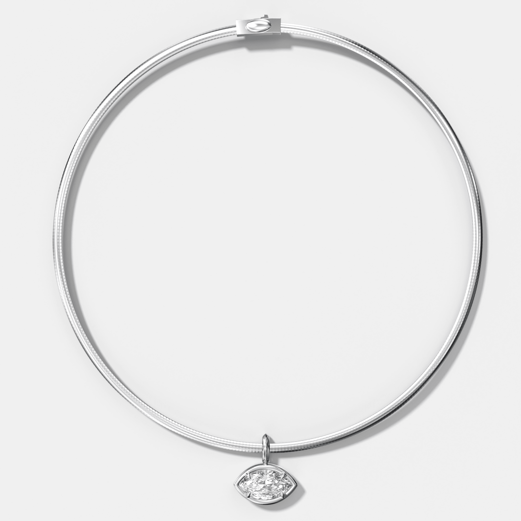Club East West Marquise Attachable Diamond Pendant With Reversible Omega Chain (3mm)