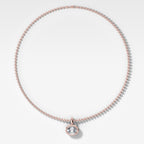 Club East West Oval Attachable Diamond Pendant With Beaded Chain (3mm)
