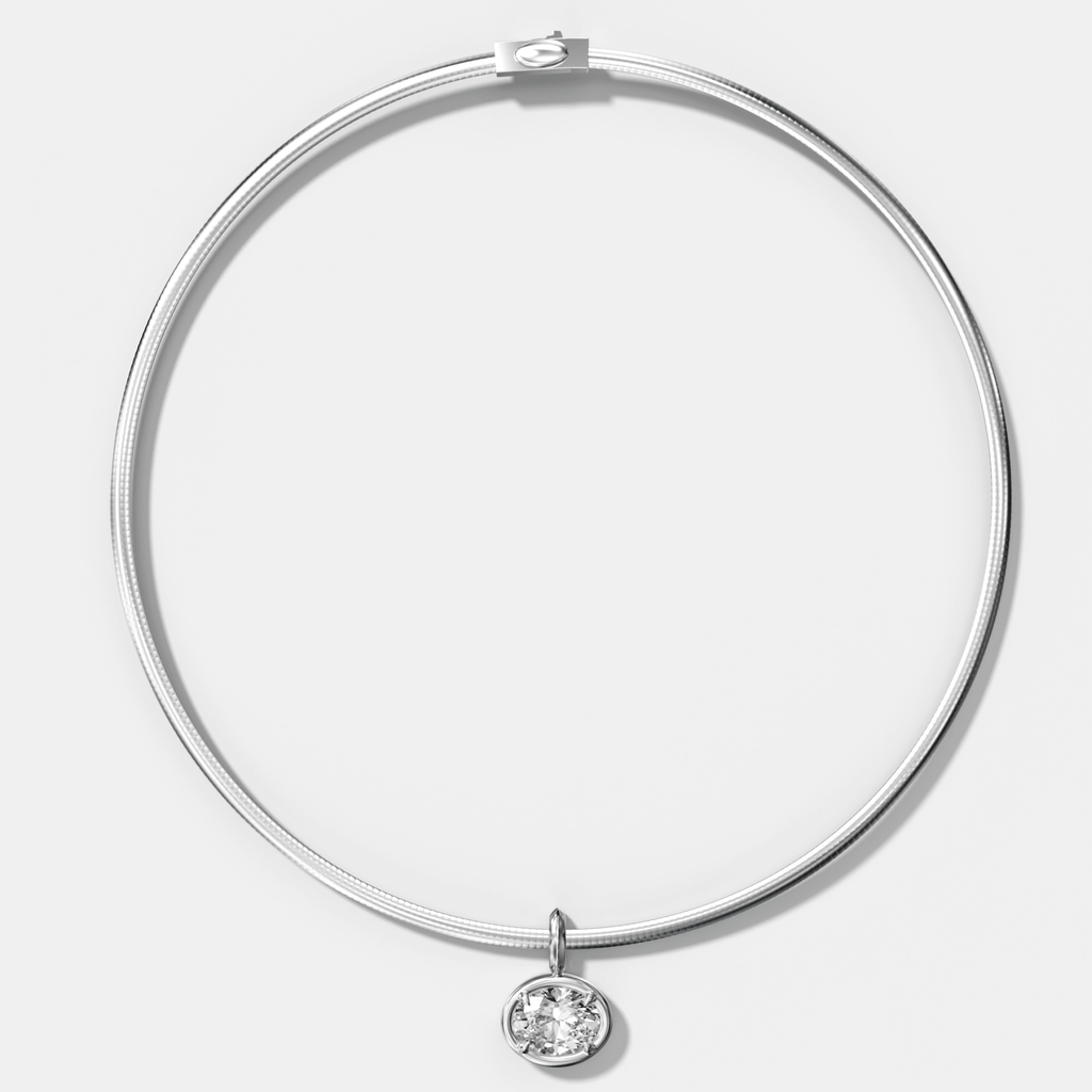 Club East West Oval Attachable Diamond Pendant With Reversible Omega Chain (3mm)
