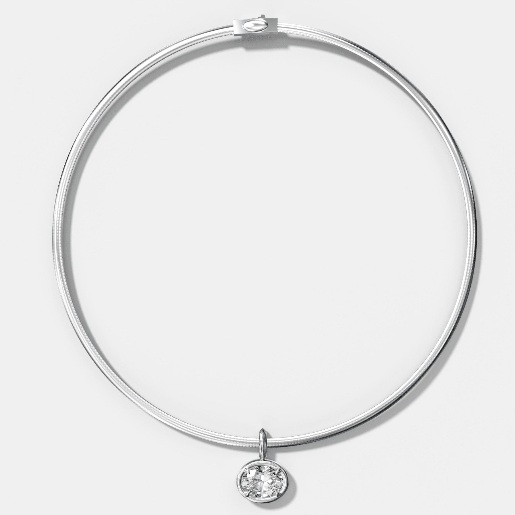 Club East West Oval Attachable Diamond Pendant With Reversible Omega Chain (3mm)