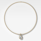Club Elongated Cushion Attachable Diamond Pendant With Beaded Chain (3mm)