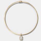 Club Elongated Radiant Attachable Diamond Pendant With Reversible Omega Chain (3mm)