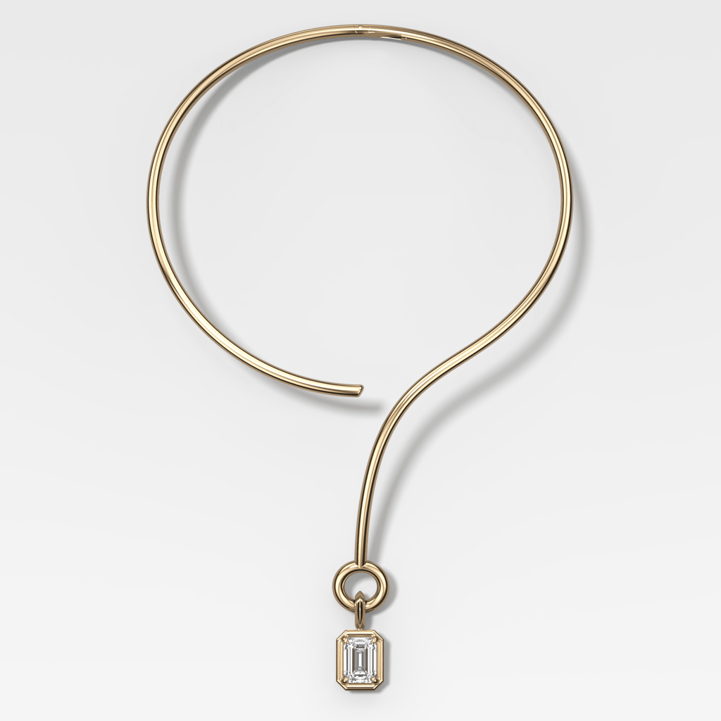 Club Emerald Attachable Diamond Pendant with Looped Collar Necklace