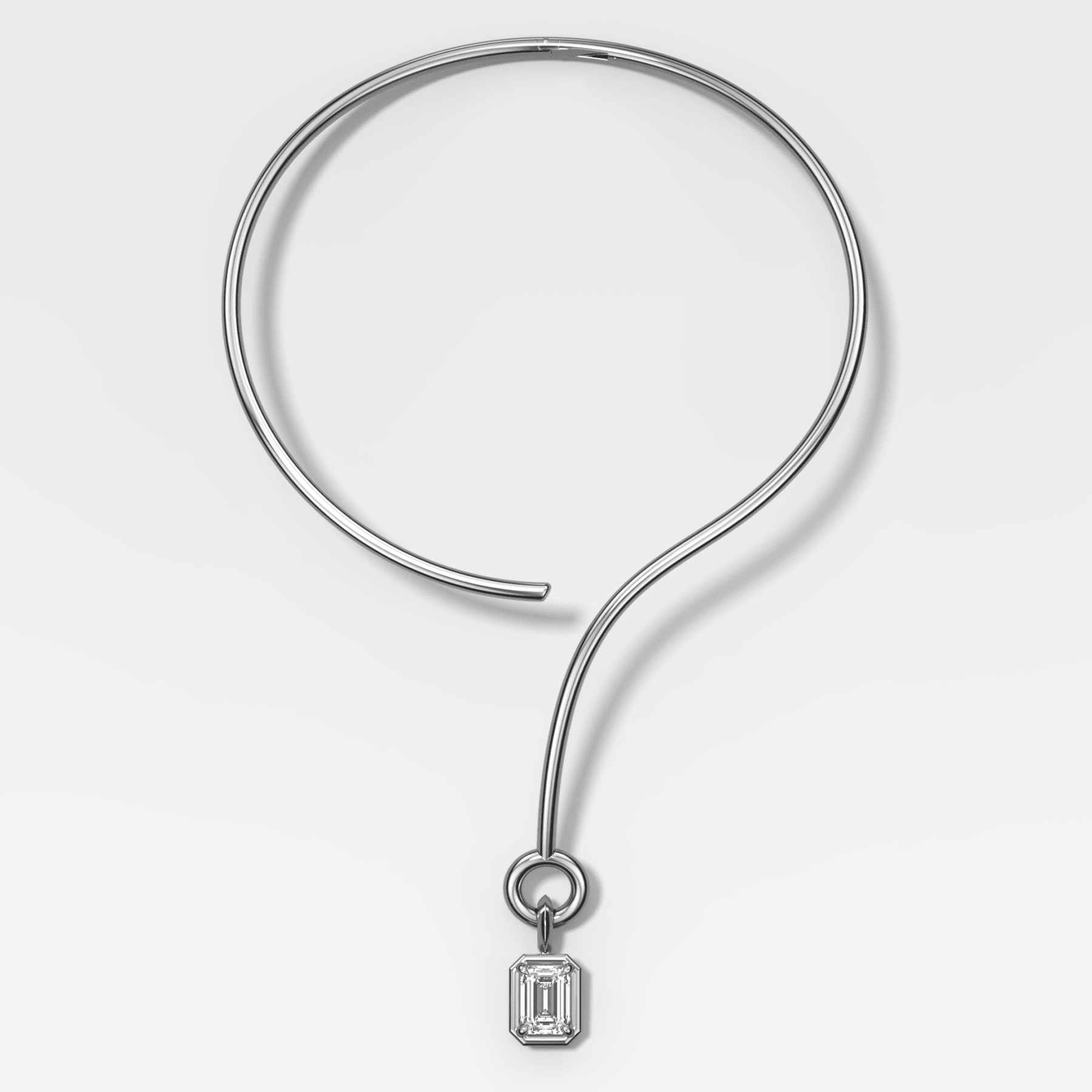 Club Emerald Attachable Diamond Pendant with Looped Collar Necklace
