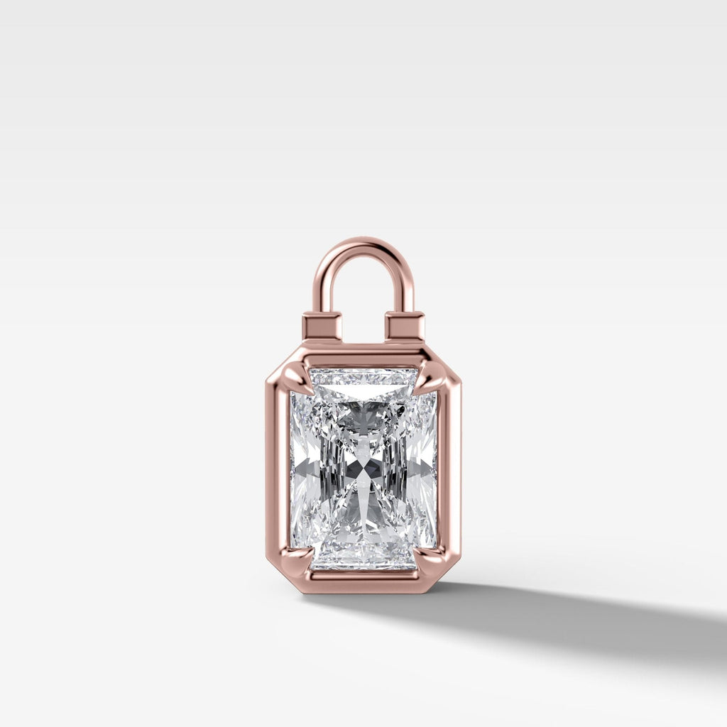 Club Lock Elongated Radiant Attachable Diamond Pendant