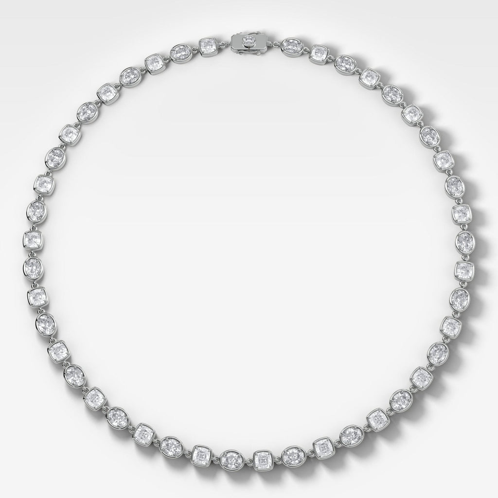Club Mixed Shape Diamond Necklace with Cushion and Oval Diamonds