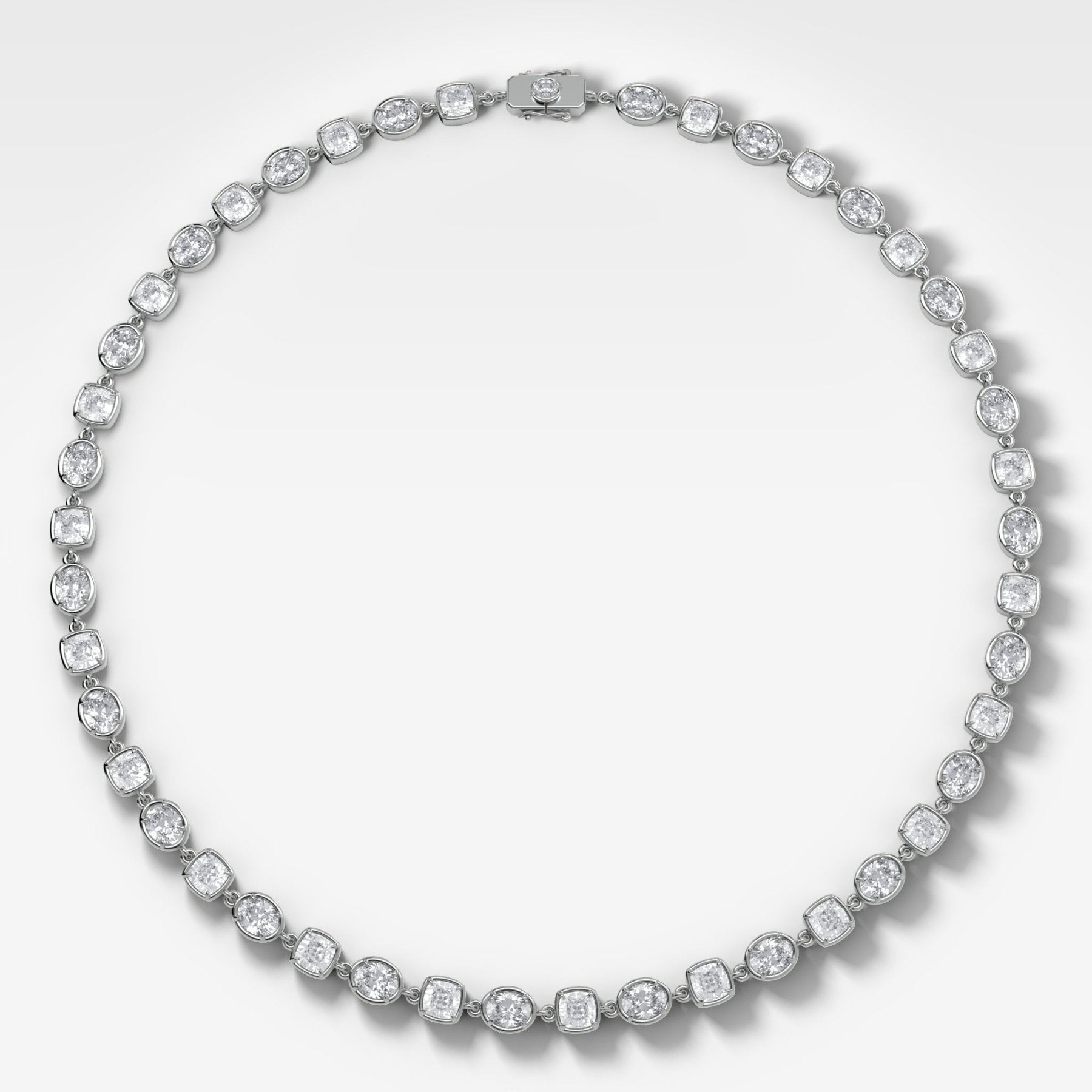 Club Mixed Shape Diamond Necklace with Cushion and Oval Diamonds