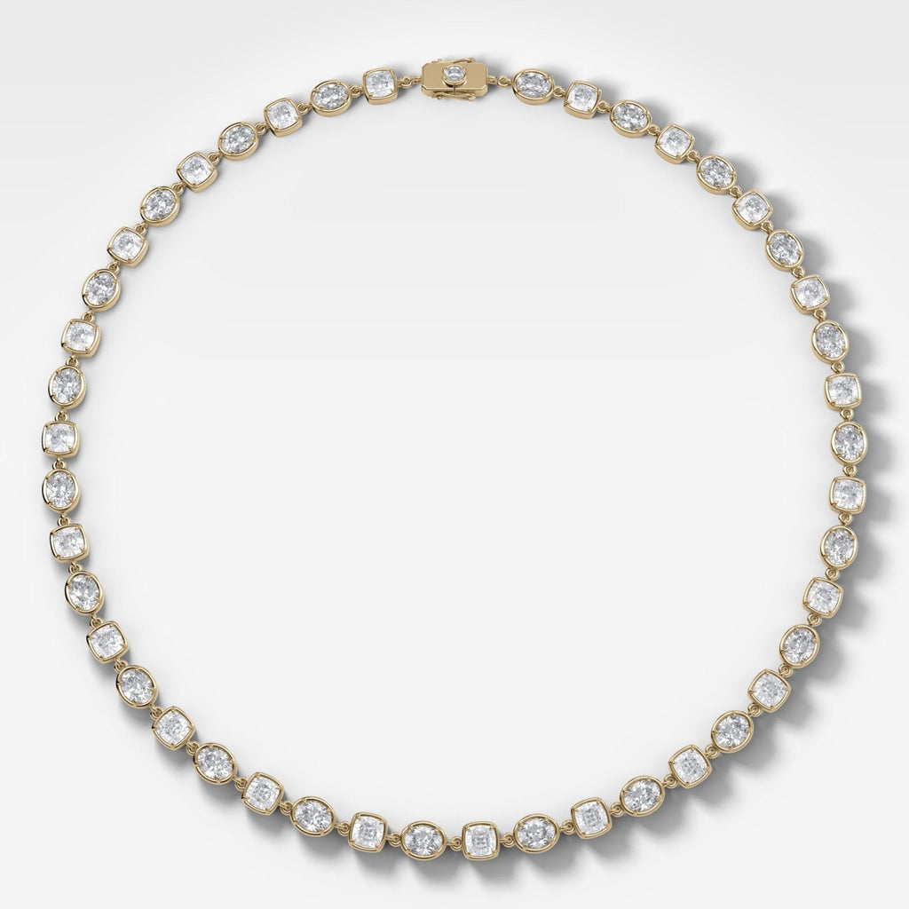 Club Mixed Shape Diamond Necklace with Cushion and Oval Diamonds