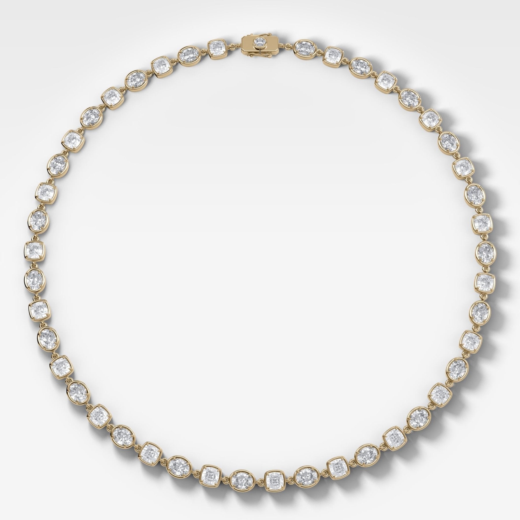 Club Mixed Shape Diamond Necklace with Cushion and Oval Diamonds