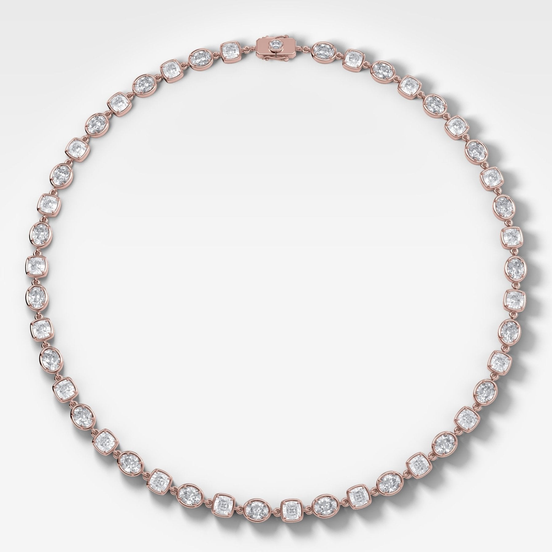 Club Mixed Shape Diamond Necklace with Cushion and Oval Diamonds