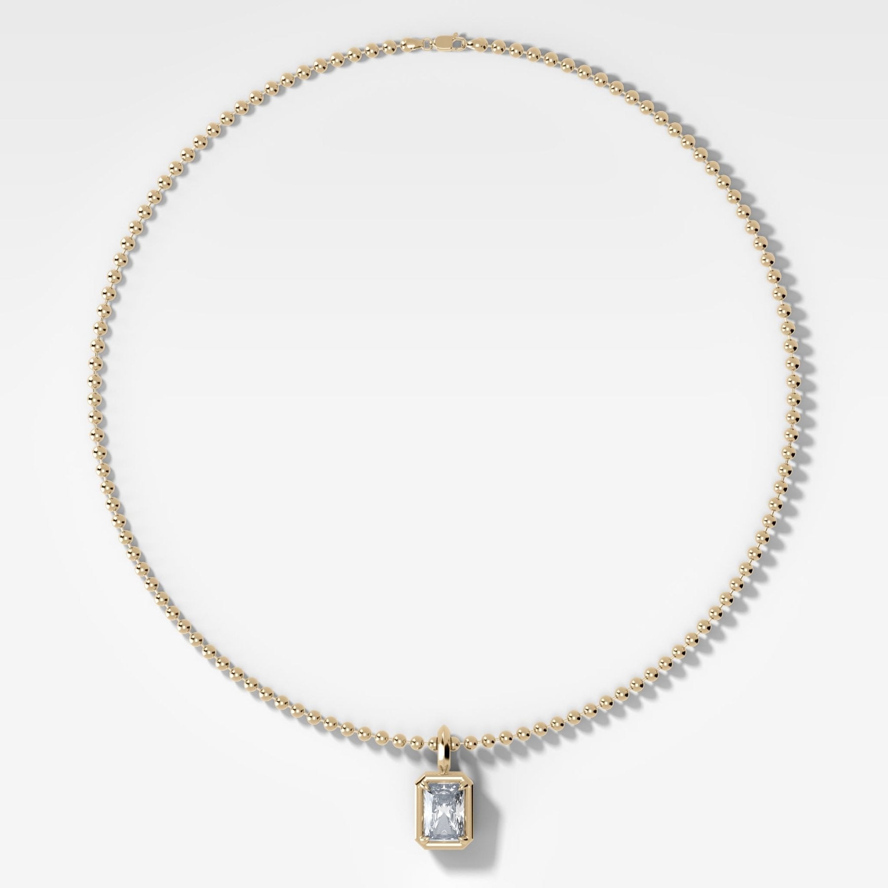Club North South Elongated Radiant Attachable Diamond Pendant With Beaded Chain (3mm)