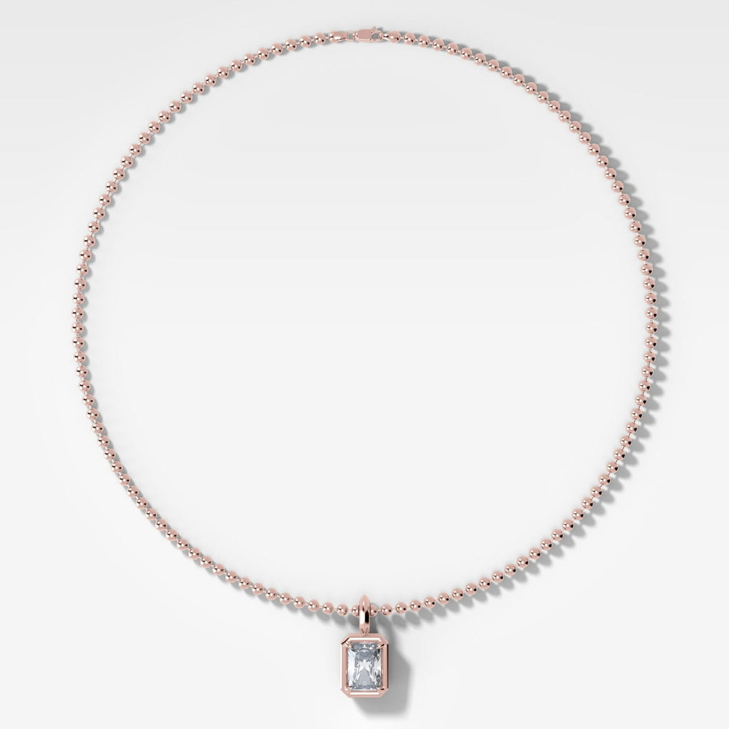 Club North South Elongated Radiant Attachable Diamond Pendant With Beaded Chain (3mm)
