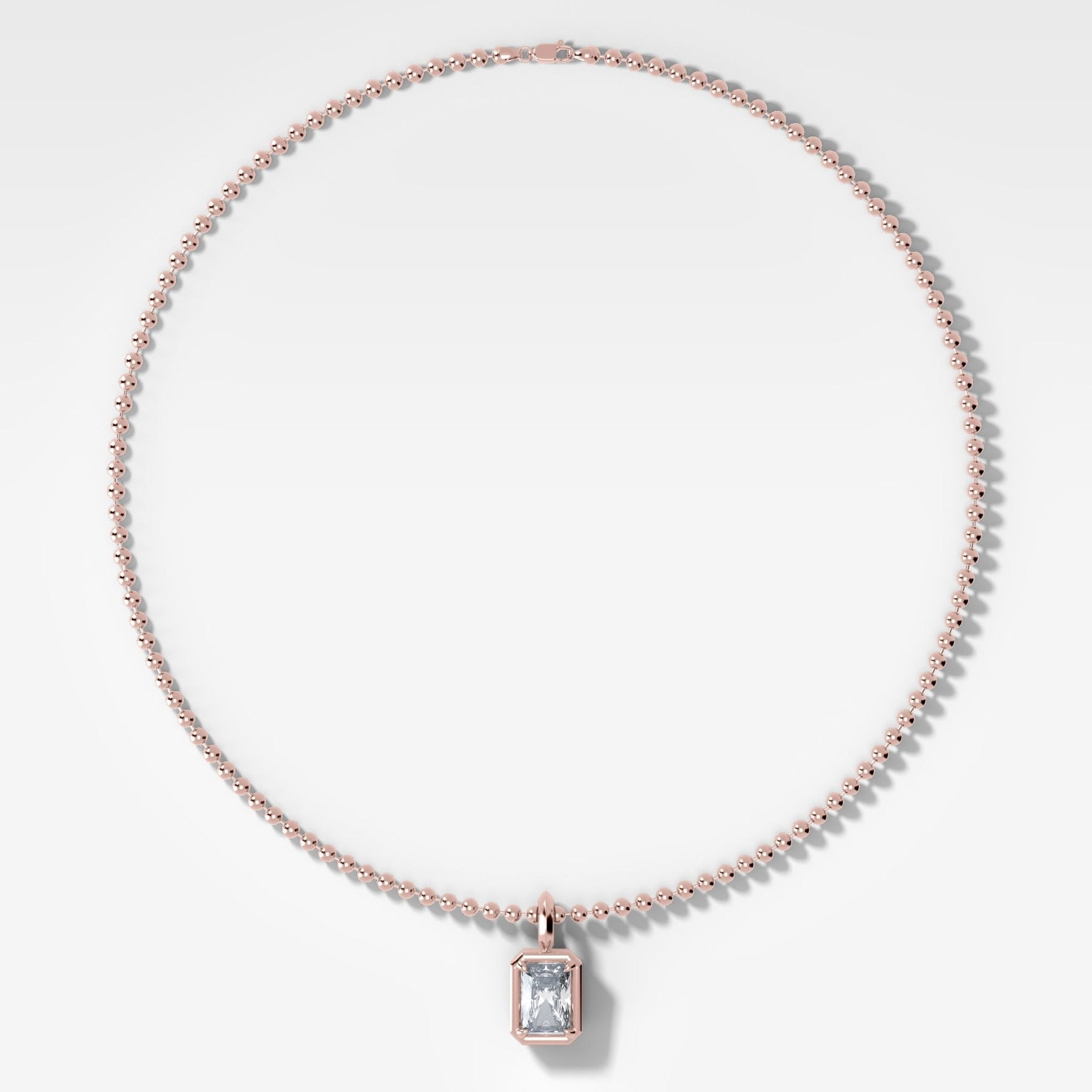 Club North South Elongated Radiant Attachable Diamond Pendant With Beaded Chain (3mm)