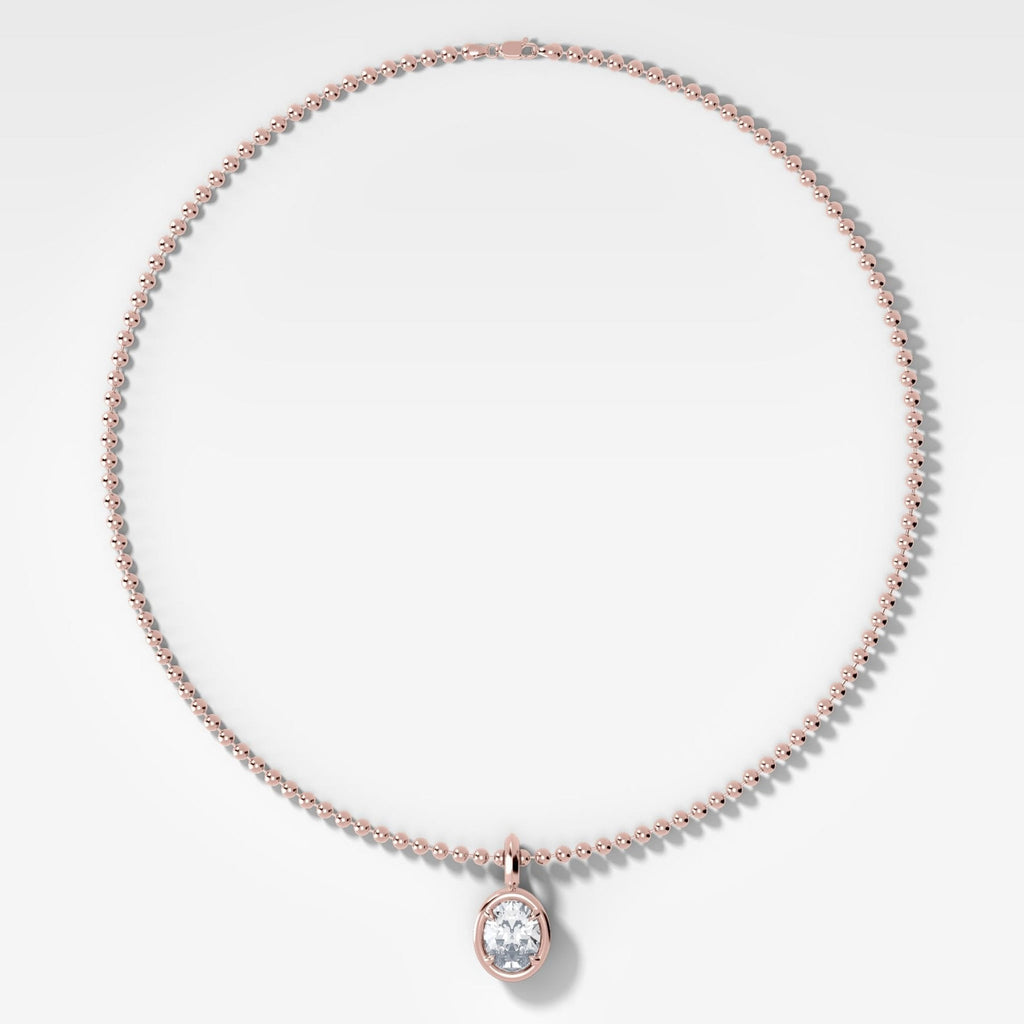 Club North South Oval Attachable Diamond Pendant With Beaded Chain (3mm)