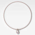 Club North South Oval Attachable Diamond Pendant With Beaded Chain (3mm)