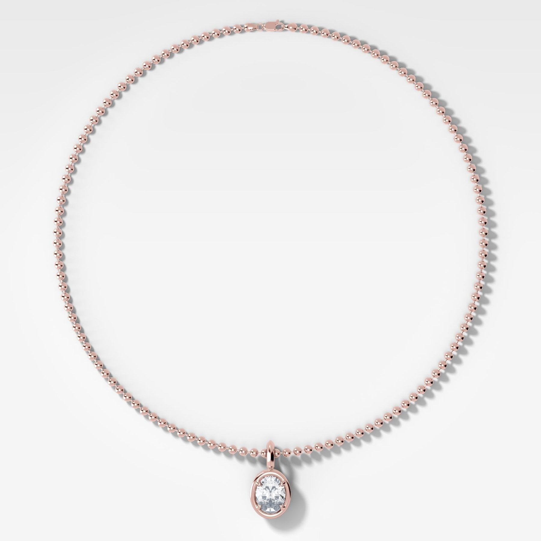Club North South Oval Attachable Diamond Pendant With Beaded Chain (3mm)