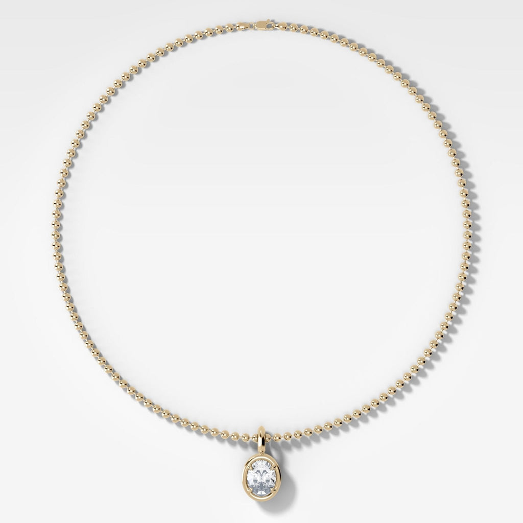 Club North South Oval Attachable Diamond Pendant With Beaded Chain (3mm)