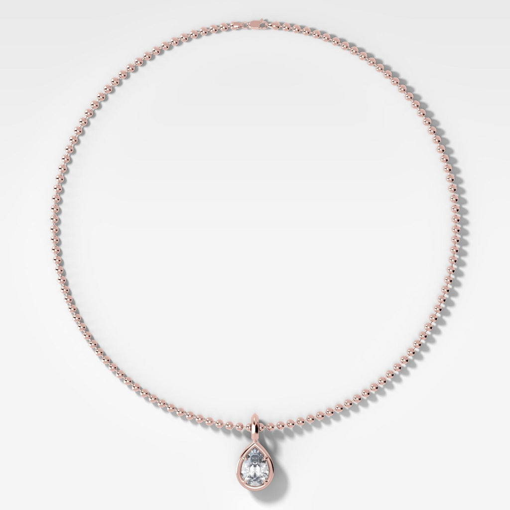 Club Pear Attachable Diamond Pendant With Beaded Chain (3mm)