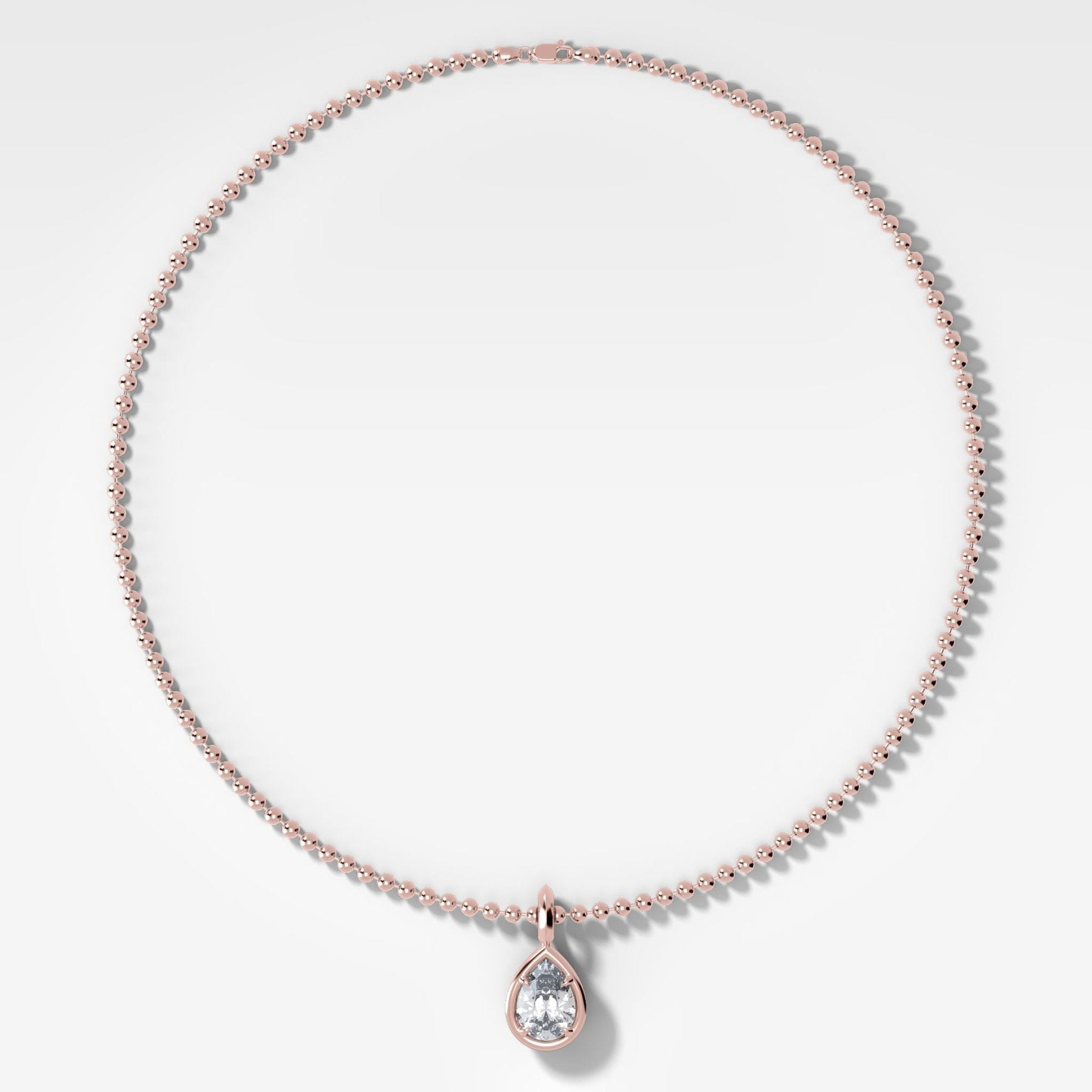 Club Pear Attachable Diamond Pendant With Beaded Chain (3mm)