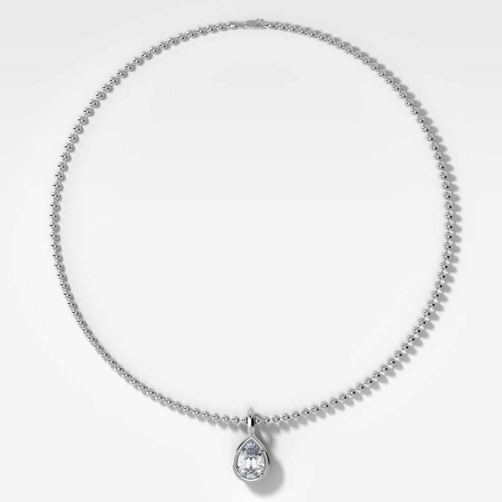 Club Pear Attachable Diamond Pendant With Beaded Chain (3mm)