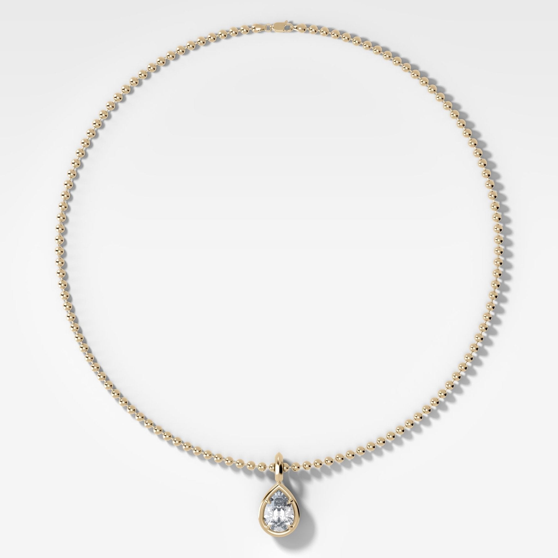 Club Pear Attachable Diamond Pendant With Beaded Chain (3mm)