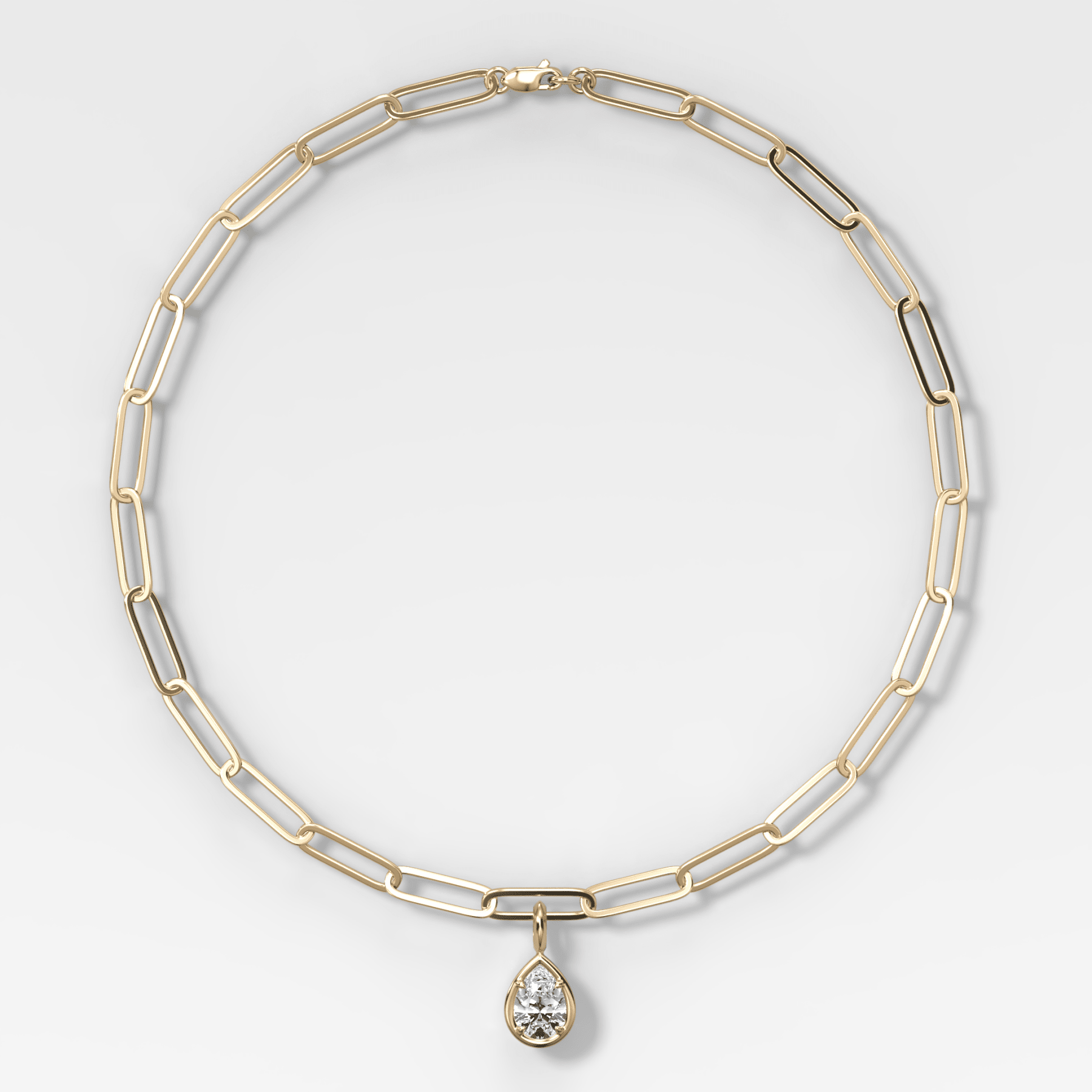 Club Pear Attachable Diamond Pendant With Paperclip Chain (6.2mm)