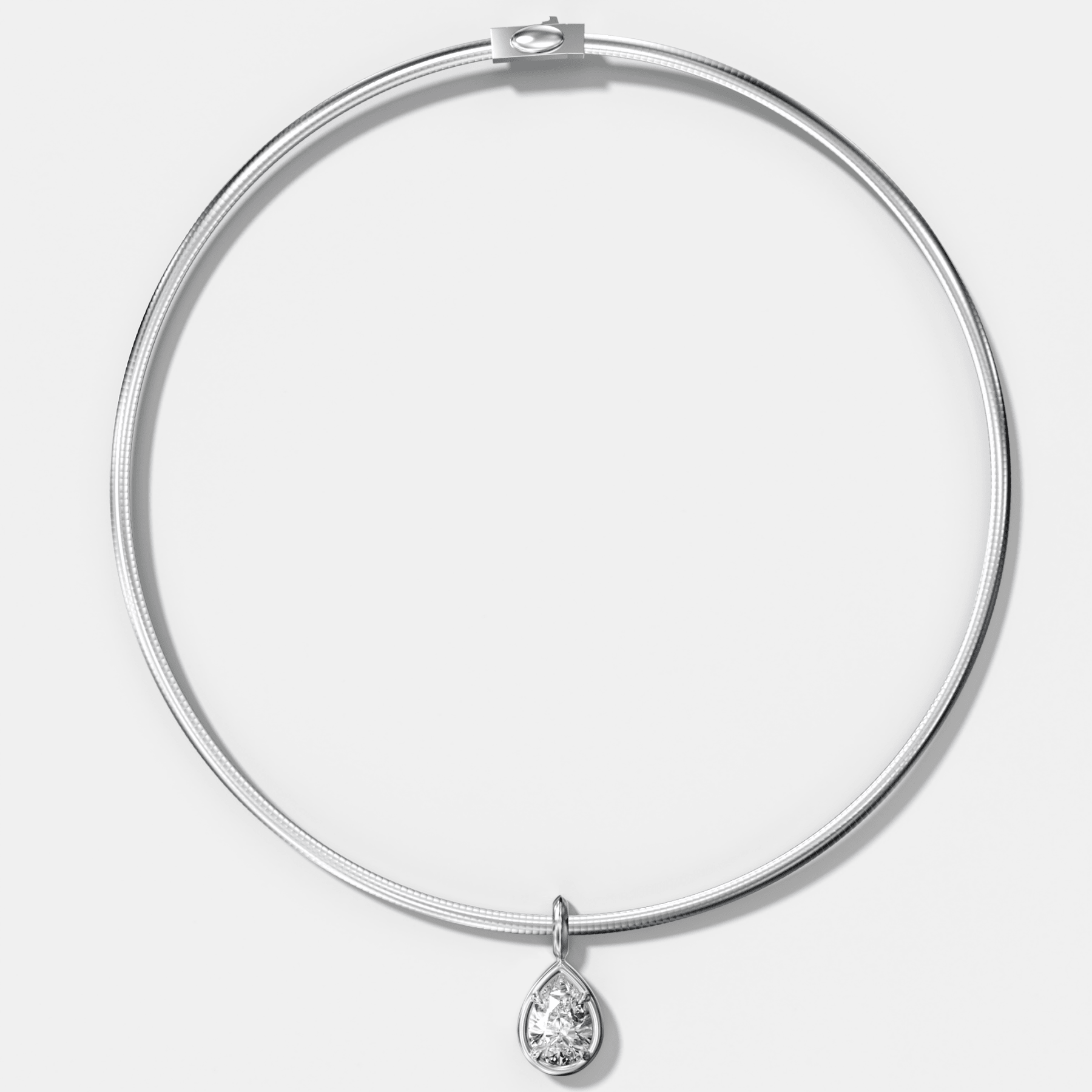 Club Pear Attachable Diamond Pendant With Reversible Omega Chain (3mm)