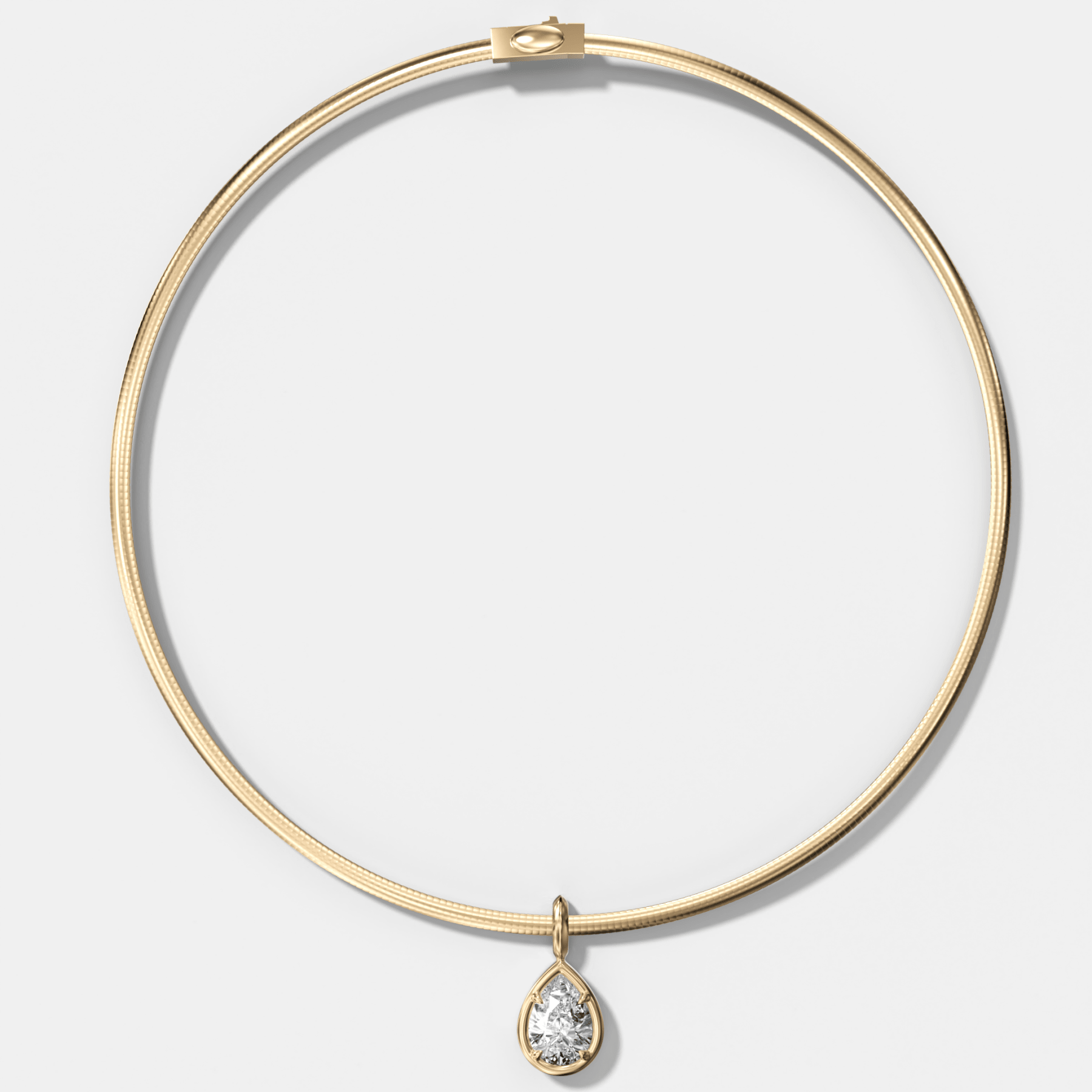 Club Pear Attachable Diamond Pendant With Reversible Omega Chain (3mm)