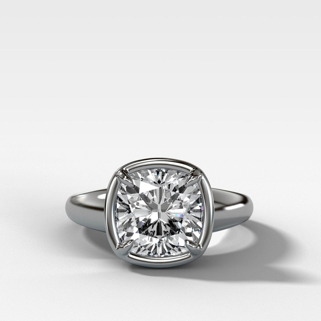 Club Ring Solitaire Engagement Ring With a Cushion Cut Diamond