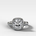 Club Ring Solitaire Engagement Ring With a Cushion Cut Diamond