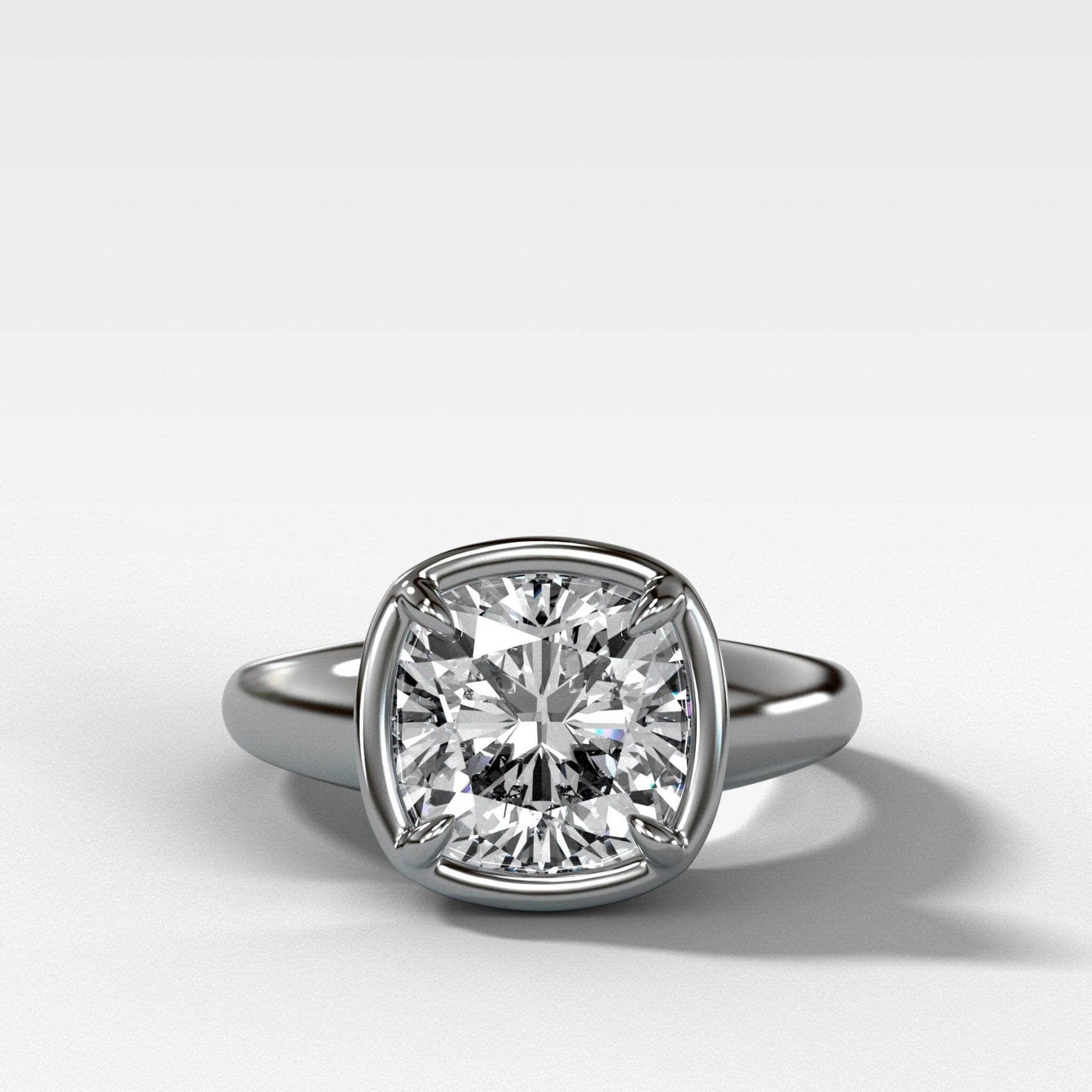 Club Ring Solitaire Engagement Ring With a Cushion Cut Diamond