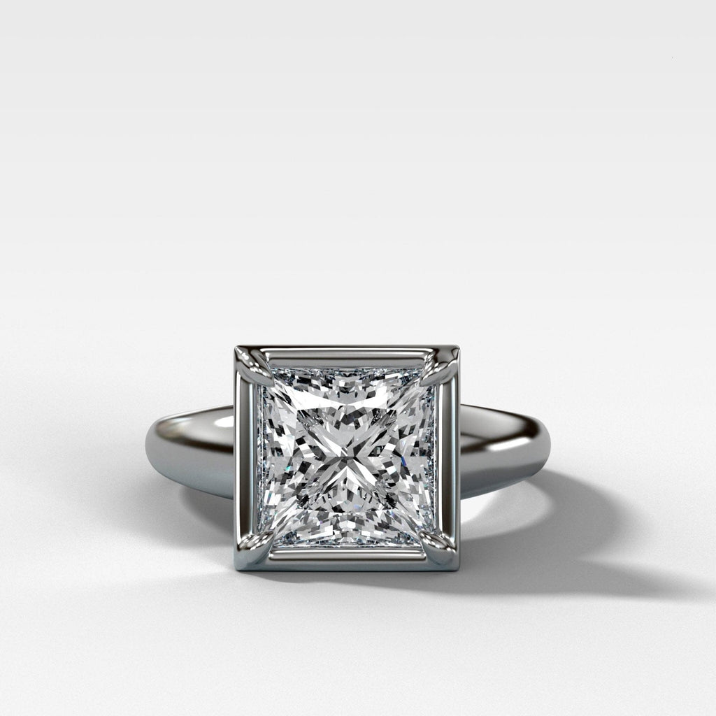 Club Ring Solitaire Engagement Ring With a Princess Cut Diamond