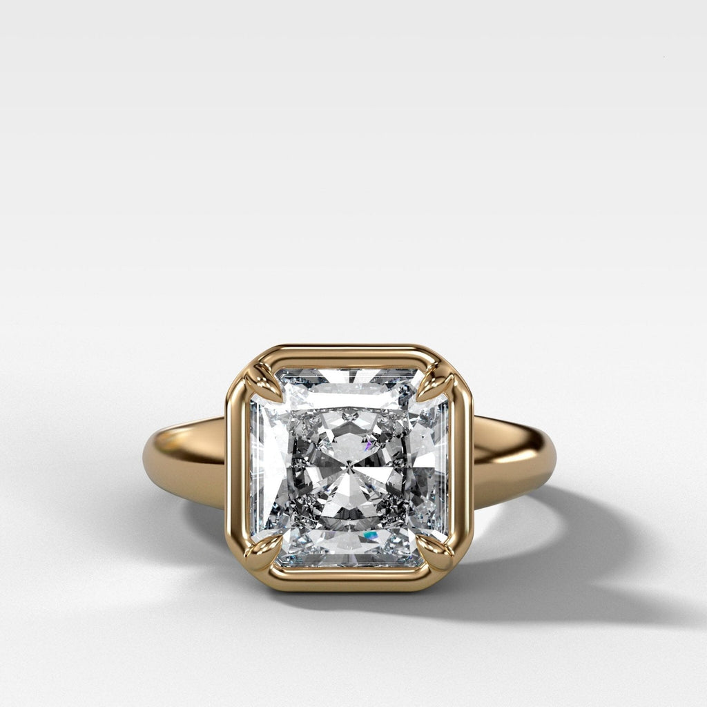 Club Ring Solitaire Engagement Ring With a Radiant Square Cut Diamond