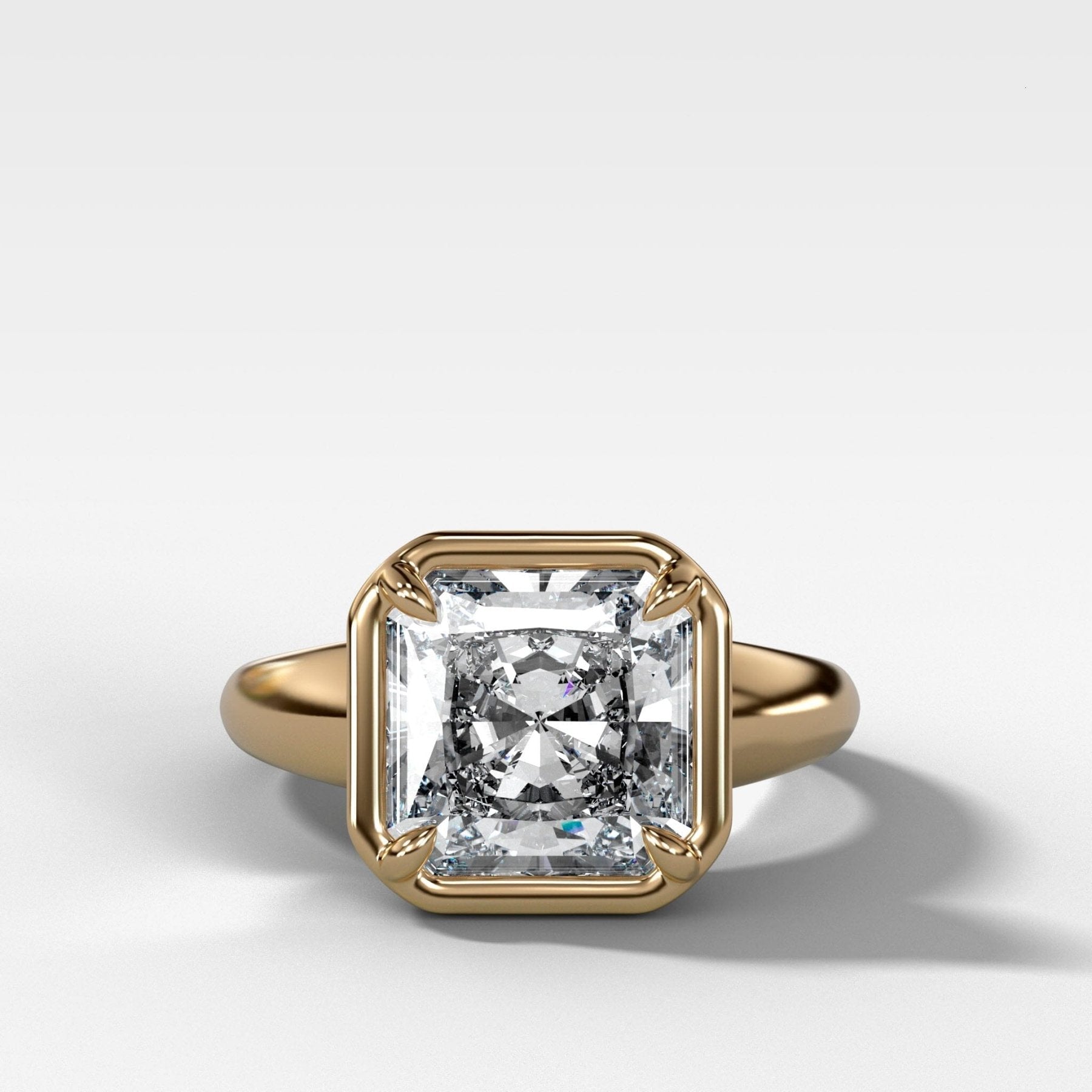 Club Ring Solitaire Engagement Ring With a Radiant Square Cut Diamond